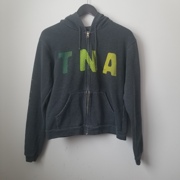 Tna aritzia unisex grey tna spellout zip up hoodie - Picture 10 of 10